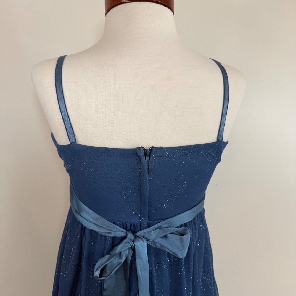 Y2K Glitter Mesh Babydoll Mini Dress Blue Empire Waist Fairycore Party USA M - Picture 7 of 13